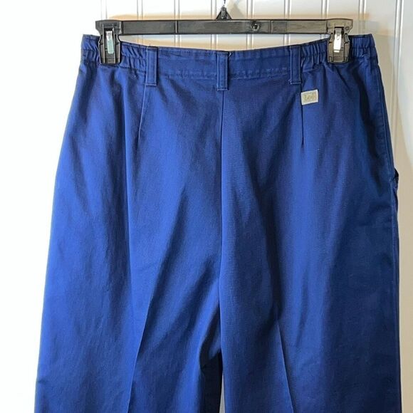 Vintage Lee Women's Pants Size 14 Long High Wasted Blue Elastic Sides Straight - Picture 5 of 7